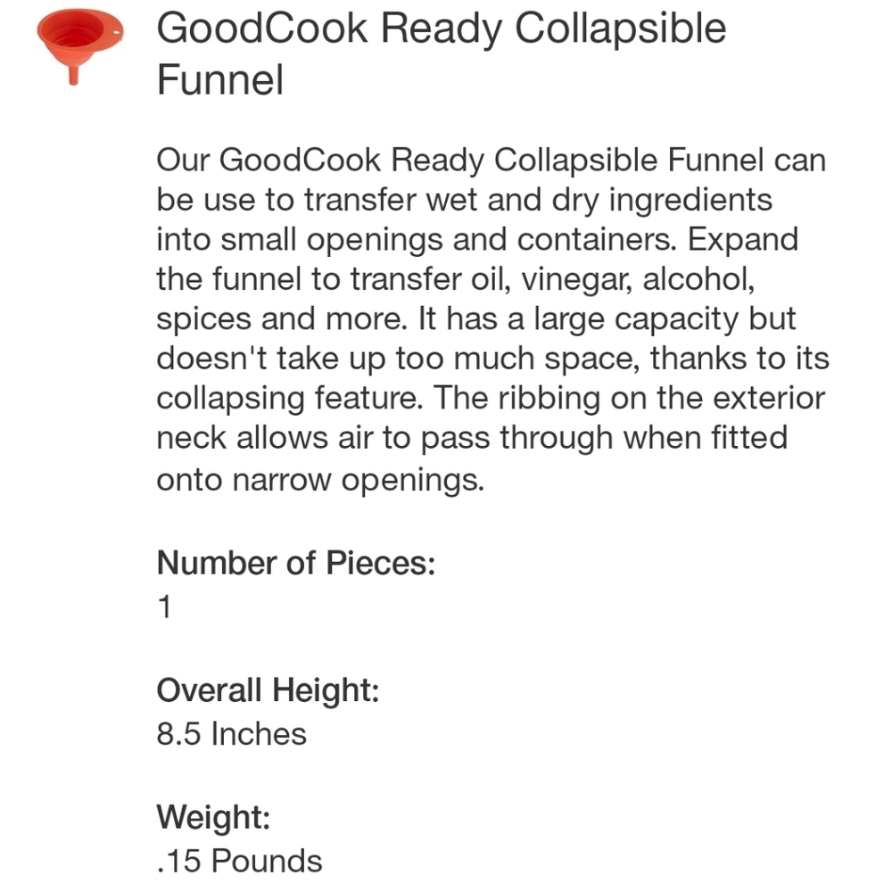 GoodCook Ready 8pc Measuring Cups & Spoon Set And GoodCook Collapsible F… - Picture 13 of 13